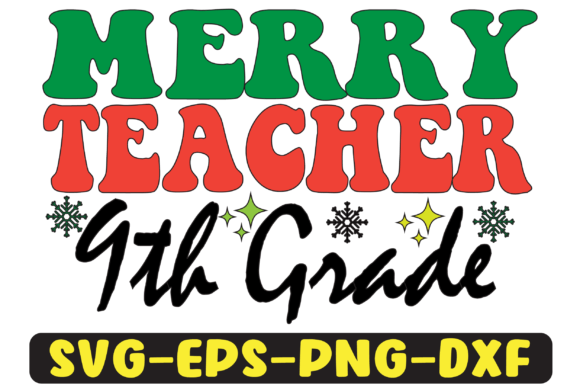 9th Grade Merry Teacher Png Sublimation for Graphics and Crafts