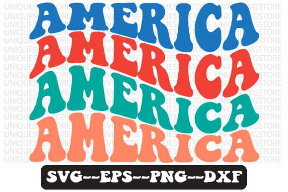 America Quote Wavy Retro Svg Design for Crafts and Graphics